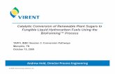 Catalytic Conversion of Renewable Plant Sugars to …Catalytic Conversion of Renewable Plant Sugars to Fungible Liquid Hydrocarbon Fuels Using the BioForming Process TAPPI, IBBC Session