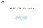 OPTI510R: Photonics...Single-mode coupler behavior The coupling is wavelength dependent. Coupling occurs when the two fibers’ cores are very close to each other. Small changes effect