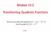 Module 19.2 Transforming Quadratic Functions · 2018-04-04 · In Module 19.1 we mentioned Standard Form: ... A vertical translation of a parabola is a shift of the parabola up or