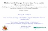 Models for the Energy Sector with a Focus on the Renewables Integration · Models for the Energy Sector with a Focus on the Renewables Integration „Modellgestützte Analysen für