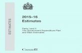 2015–16 Estimates · 2015–16 Estimates Part I – Government Expenditure Plan Part II – Main Estimates – supports the appropriation acts with detailed information on the estimated