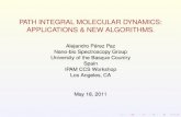 PATH INTEGRAL MOLECULAR DYNAMICS ...helper.ipam.ucla.edu/publications/ccsws4/ccsws4_9912.pdfPATH INTEGRAL MOLECULAR DYNAMICS: APPLICATIONS & NEW ALGORITHMS. Alejandro Perez Paz´ Nano-bio