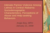 Intimate Partner Violence in Hispanic Women in AlabamaIntimate partner violence surveillance: uniform definitions and recommended data elements, version 1.0. Atlanta, GA: National