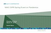 NAIC CIPR Spring Event on Pandemics · loss cause after retention and up to a defined limit • Definitions attempt to cover losses from a several month long period with a reinstatement