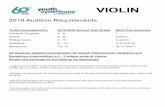 VIOLIN - youthsymphonykc.orgVIOLIN 2019 Audition Requirements To Be Considered For 2019-2020 School Year Grade Must Play Excerpts Overture Program 5 - 8 I Debut 5 - 9 I and II Philharmonic