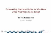 Converting Nutrient Units for the New 2016 Nutrition Facts ...Converting Nutrient Units for the New 2016 Nutrition Facts Label ESHA Research January 31, 2017. Genesis R&D Training