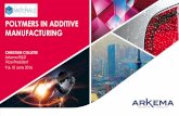 POLYMERS IN ADDITIVE MANUFACTURING - Registrations · MARKET FOR POLYMER MATERIALS Fast growing market for polymer materials $150M in 2005, $850M in 2015, $6,200m in 2025 Annual growth