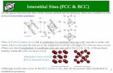 Interstitial Sites (FCC & BCC)Interstitial Sites (FCC & BCC) 1 •In the spaces between the sites of the closest packed lattices (planes), there are a number of well defined interstitial