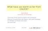 What have we learnt so far from CALICE? · 2008-09-18 · What have we learnt so far from CALICE? David Ward University of Cambridge Overview of the CALICE program and prototypes