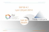 SAP BI 4.1 Lyon 24 juin 2014 SAP BO Mobile...Sommaire • SAP BI 4.1 juin 2014 –Présentation Générale –Environnement –Nouveautés –Document Mobilité : •Webi •Business