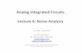 Analog Integrated Circuits Lecture 6: Noise Analysisscholar.cu.edu.eg/?q=anader/files/elc601_lecture6_noise_analysis.pdf · Analog Integrated Circuits Lecture 6: Noise Analysis ELC