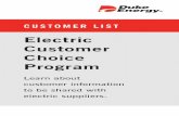 Duke Energy@ CUSTOMER LIST Electric Customer Choice ...CUSTOMER LIST Electric Customer Choice Program Learn about customer information to be shared with electric suppliers. Next opt-out