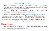Group 15 (VA) - PSAU...Group 15 (VA)-The nitrogen family includes the following compounds: Nitrogen (N), Phosphorus (P), Arsenic (Ar), Antimony (Sb), and Bismuth (Bi). -All Group 15