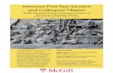 Intensive First-Year Sanskrit and Colloquial Tibetan · and Colloquial Tibetan McGill University Summer Language Institute and The School of Religious Studies McGill University, Montréal,