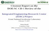 Closeout Report on the DOE/SC CD-1 Review of the Nov 2016/Review...Closeout Report on the DOE/SC CD-1 Review of the Integrated Engineering Research Center (IERC) Project ... systems,