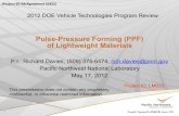 Pulse-Pressure Forming of Lightweight Metals · 2014-03-12 · rate sheet metal forming beyond the limitations of electrically conductive metals (aluminum) that are required for electromagnetic