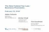 The New Federal Tax Law: Business Provisions · income tax). • Corporate ... for joint filers), deduction for SSTOB available – Deduction for SSTOB phases out over next $50,000