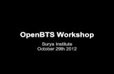 October 29th 2012 Surya Institute - WordPress.com · OpenBTS Developer Community Relations Manager Open-source Manager. Me Graduate Student at UC Berkeley Employee at Range Networks
