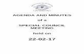 AGENDA AND MINUTES of a SPECIAL COUNCIL MEETING held on of the Speaker... · 2017-12-11 · SOL PLAATJE MUNICIPALITY REFERENCE: 3/1/3/5/1 Office of the Municipal Manager ENQUIRIES: