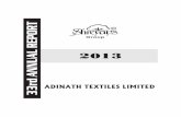 T R O P Group E R L A 2013 U N A d r ADINATH TEXTILES LIMITED 3 · 2013-08-29 · ADINATH TEXTILES LIMITED 33rd Annual Report Group ® 3 NOTICE Notice is hereby given that the 33rd