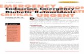 Endocrine Emergency— Diabetic KetoacidosisDiabetic ketoacidosis (DKA) is a common endocrine emergency in veteri- nary medicine. DKA results in acute metabolic derangement in dogs