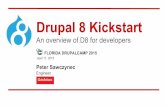 Drupal 8 Kickstart · 2015-06-08 · Drupal 8 Ecosystem Drupal 8 Symfony PHP OOP Drush Git GitHub Markdown Composer Linux shell zshell SSH Behat Gherkin PHPUnit jMeter MySQL Workbench