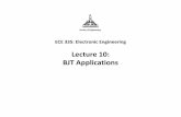 Lecture 10: BJT Applicationsmct.asu.edu.eg/.../14081679/ece335_l10_bjt_applications.pdfCommon Emitter Characteristics • The behaviour of the transistor can be represented by current-voltage