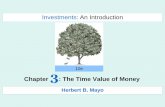 Chapter : The Time Value of Money · Variables for Time Value of Money Problems •PV = present value •FV = future value •PMT = annual payment •N = number of time periods •I