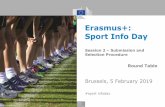 Erasmus+: Sport Info Day · •Read the EU Sport Policy documents •Consult Compendia and Statistics ... • Project co-financing included in the calculation of the EU grant •