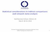Statistical considerations in indirect comparisons and ... · Reporting a network meta-analysis (2) •Report whether transitivity is likely to hold in the set of trials you expect