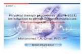 Physical therapy procedures -1- (RHS321) Introduction to ...fac.ksu.edu.sa/.../files/1-introduction_to_physical_agents_modalities.pdf · d. Shortwave diathermy 2. Sound or radiation