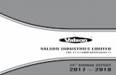 MISSION STATEMENTAnnual Report 20172018 2 NOTICE NOTICE is hereby given that the Thirty-Fourth Annual General Meeting of the members of VALSON INDUSTRIES LIMITED will be held on Saturday,