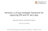 Honware: A virtual honeypot framework for capturing CPE and IoT …amv42/papers/vetterl-clayton... · 2019-11-14 · Honware: A virtual honeypot framework for capturing CPE and IoT