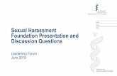 Sexual Harassment Foundation Presentation and Discussion ......Foundation Presentation and Discussion Questions Leadership Forum June 2019. ... frequency of harassing behaviors of