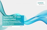 Analyst Meet FY 2019 Siemens Limited... · 2020-02-15 · Page 2 Mumbai, November 21, 2019 FY 2019 Analyst Meet Disclaimer This presentation has been prepared solely for use at the