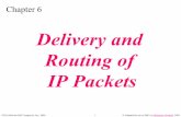 Delivery and Routing of IP Packets - James …...Indirect delivery At the Router • Destination IP AND Mask = none of the adjacent Network Addresses • Use routing table to map IPdest