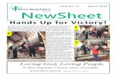 Issue No. 57 March 2020 NewSheet - sheet.church · Issue No. 57 March 2020 Loving God, Loving People St Mary Magdalen Church, Sheet, Petersfield Registered Charity No. 1128244 Hands
