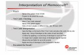 Interpretation of Hemoccult - CSCQ · Interpretation of Hemoccult ® ♦ Dried Whole Blood • with visible blood, e.g. due to Haemorrhoids, the Test Result is negative, if the Erythrocytes
