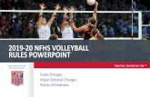 2019-20 NFHS VOLLEYBALL RULES POWERPOINT · 2020-02-20 · When the volleyball strikes the cables and/or the diagonal poles used to retract ceiling suspended net systems the referee