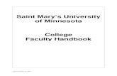 Saint Mary’s University of Minnesota · 2015-09-08 · Revised May 27, 2015 Saint Mary’s University of Minnesota College Faculty Handbook