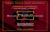 DBA Program Handbook · 2019-12-13 · 2 DBA Program Handbook 2020 THOMAS EDISON STATE UNIVERSITY Mission Thomas Edison State University provides distinctive undergraduate and graduate