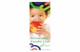 Allowable Foods List · 2017-03-23 · Fruits and Vegetables AMOUNT: Dollar amount listed on WIC family food beneﬁ ts list. If cost is more than listed on WIC family food beneﬁ