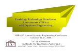 Enabling Technology Readiness Assessments …...Enabling Technology Readiness Assessments (TRAs) with Systems Engineering NDIA 8th Annual Systems Engineering Conference October 24-27,