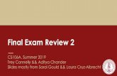Final Exam Review 2 · Final Exam Review 2 CS106A, Summer 2019 Trey Connelly && Aditya Chander Slides mostly from Sarai Gould && Laura Cruz-Albrecht. Plan for Today HashMaps Classes