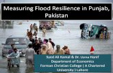Measuring Flood Resilience in Punjab, â€¢ Pakistan is naturally vulnerable to flood hazard. â€¢ The
