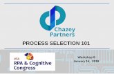 PROCESS SELECTION 101 - Chazey Partners · implementation support, process and market expertise Where We Focus Finance, Human Resources, IT, Procurement, Facilities, Customer Operations