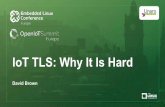 IoT TLS: Why It Is Hard - Linux Foundation Events · 5 Worst Examples The Mirai Botnet The Hackable Cardiac Devices from St. Jude The Owlet WiFi Baby Heart Monitor Vulnerabilities