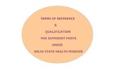TERMS OF REFERENCE QUALIFICATION FOR DIFFERENT …dshm.delhi.gov.in/pdf/HR_Manual.pdfTERMS OF REFERENCE & QUALIFICATION FOR DIFFERENT POSTS UNDER DELHI STATE HEALTH MISSION. 2 CONTENTS