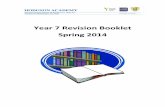 Year 7 Revision Booklet Spring 2014 - Hodgson Academy · 2014-03-31 · Maths Year 7 ‐ Set 1 & 2, Test 3, Revision List for January 2014 Percentages Calculations with decimals (
