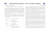 Humanists of Coloradohumanistsofcolorado.org/hoc.2.0/PDFs/nwsltr-2009-05.pdf · Humanists of Colorado Around The HOC In April the HOC Board met without our President, who was on one